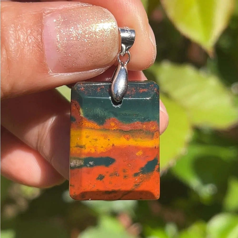 Multicolor Rectangular Pendant Necklace - Picture 3 of 5